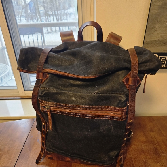Leather waxed cotton beast craft travel bag backpack HIGH QUALITY - Picture 6 of 16